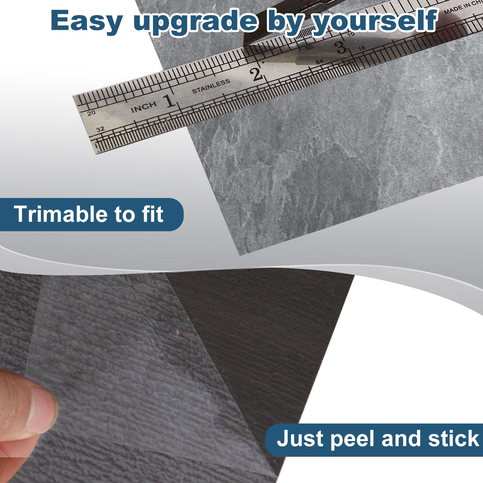 Yipscazo Piastrelle per pavimenti Peel and Stick, copertura 32 mq, colore grigio pietra, 30,5 x 30,5 cm, in vinile, autoadesive, impermeabili, perfette per progetti fai da te