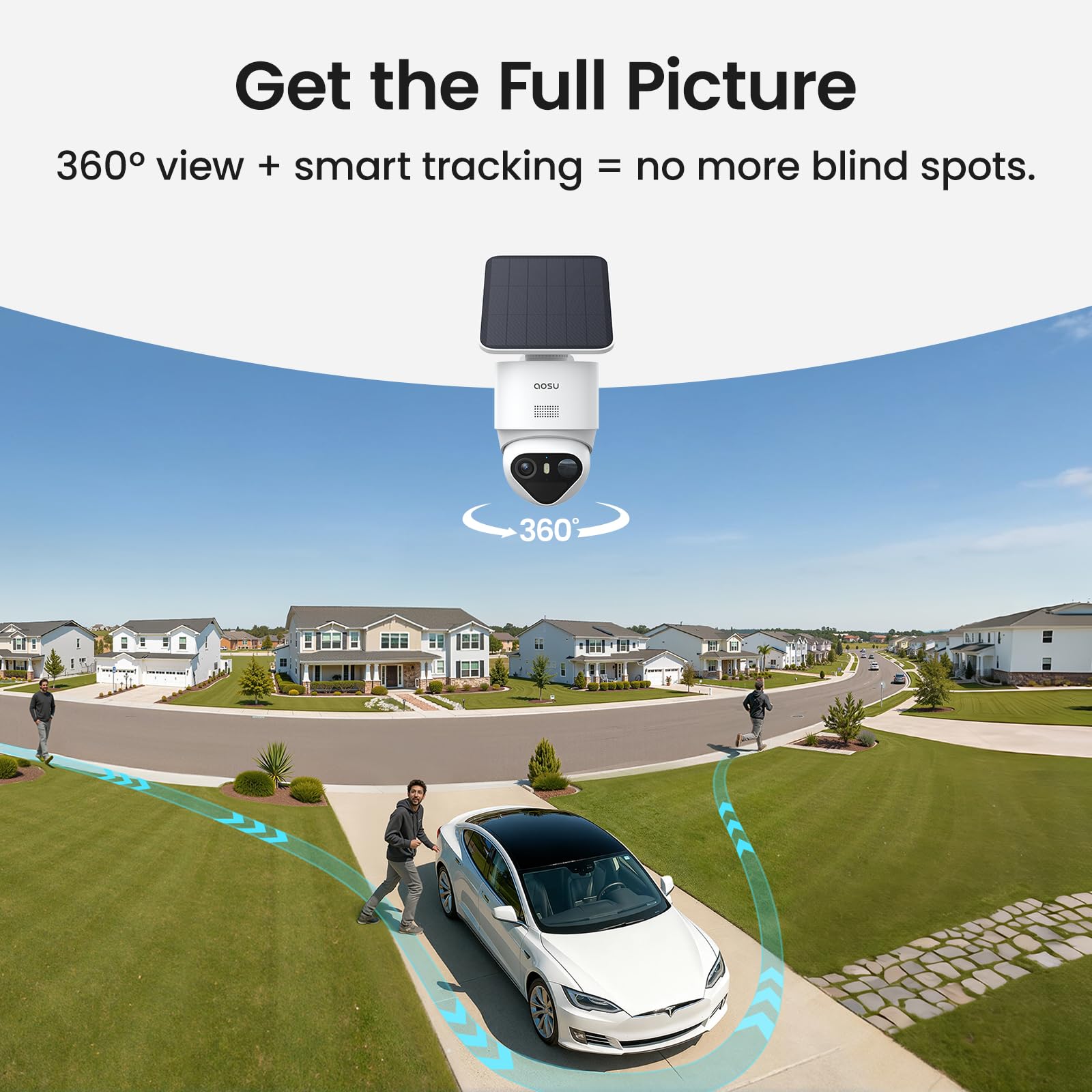 aosu T2 Ultra 4K Security Cameras Wireless Outdoor, TrueColor Night Vision, AI Triple Detection, 360° Auto Tracking, Solar Powered WiFi Camera for Home Security, 1Pack — view 3