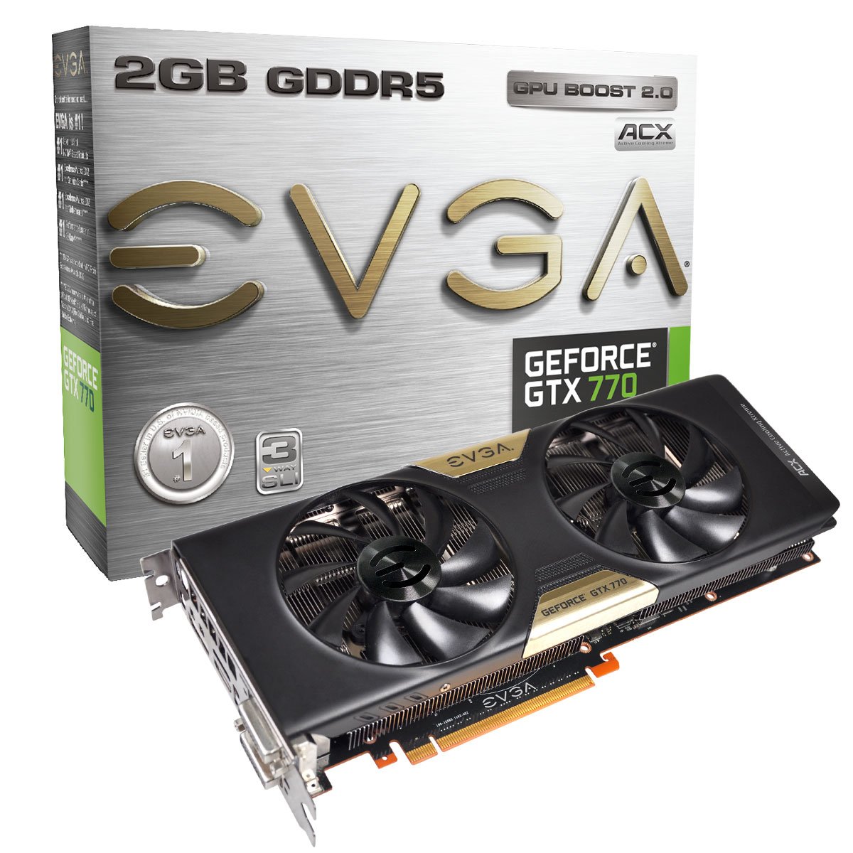 eVGA GeForce GTX770 w/eVGA ACX Cooler 2GB GDDR5 256bit, Dual-Link