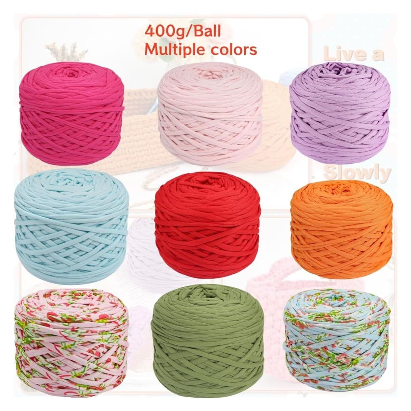 Gruba przędza Aeelike, Arm Knitting Gruba przędza Wełna 400 g/szt. T-Shirt Elastyczna tkanina Torba DIY Szydełkowanie Wielokolorowa(Rose red)