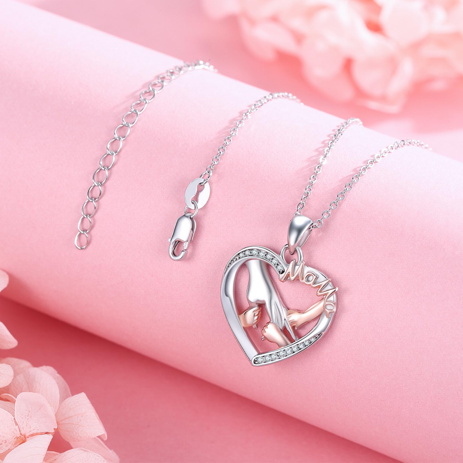 Mutter und Tochter Kette 925 Sterling Silber Mama Halskette Mom und Kind Liebe Herz Anhänger Anhänger Halskette Schmuck Geschenke für Mama