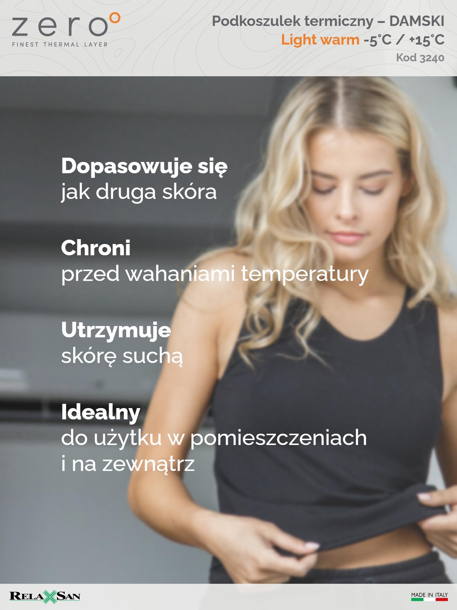 Relaxsan Zero 3240 - Damska Termoaktywna Koszulka bez Rękawów Wełna Merynosowa