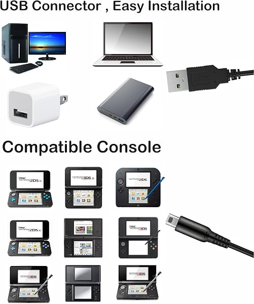 ArobiaSB Charging cable for Nintendo 3DS,Cable for 3DS, 3DS XL, 2DS, DS/DSi, New 3DS, New 3DS XL 1.2m USB Cable for Easy Charging at Home or On-the-Go - 4
