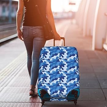 Amazon.co.jp: スーツケースカバー 迷彩柄 カモフラージュ 青と