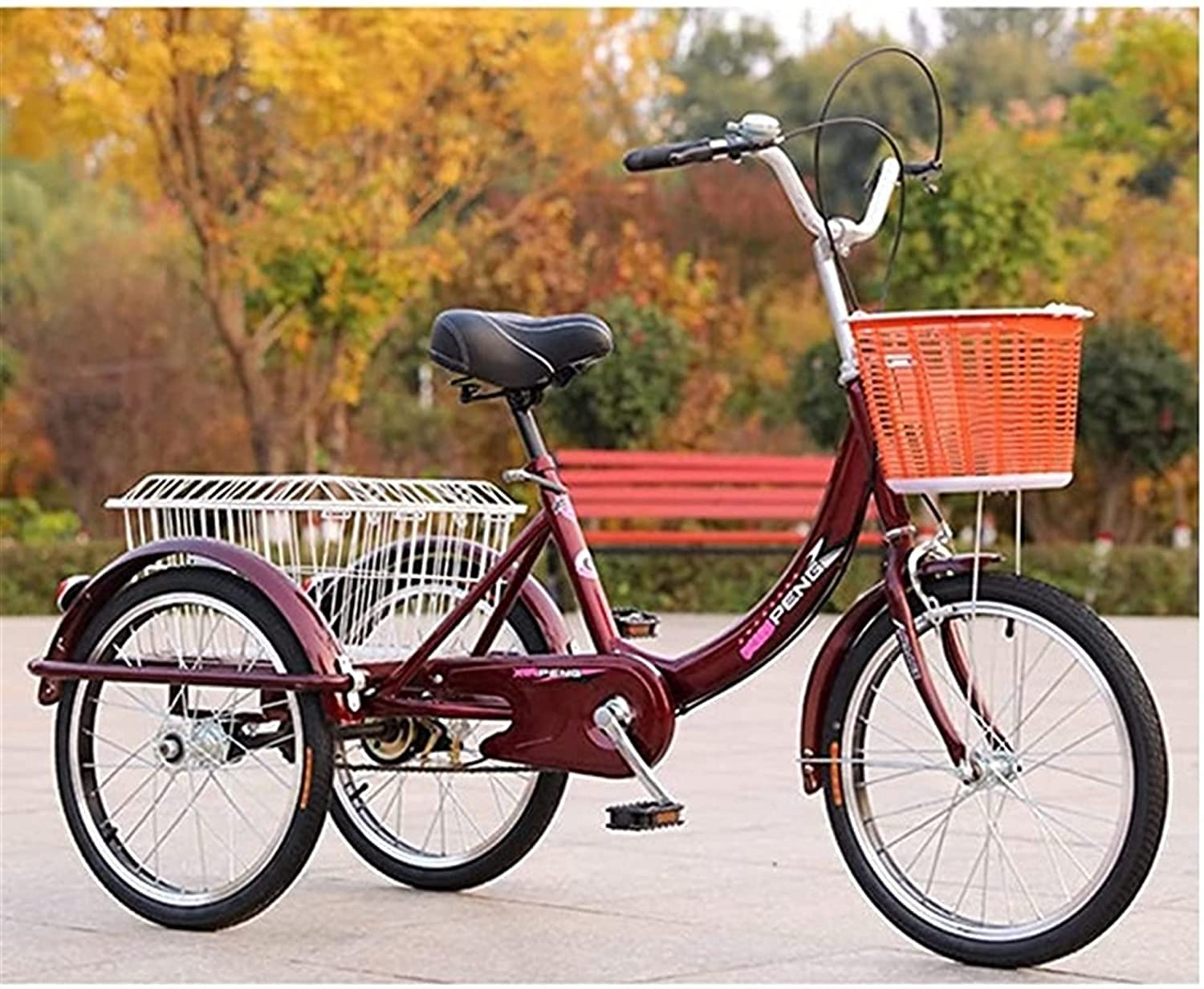 GRDDBZA Adult Tricycle - 3 Wheel Bikes for Adults Shopping Adult Tricycles, 3 Wheel Bikes for Adults 20 Inch Single Speed Trikes Bicycles Trike with Shopping Basket for Seniors, Women, Men City