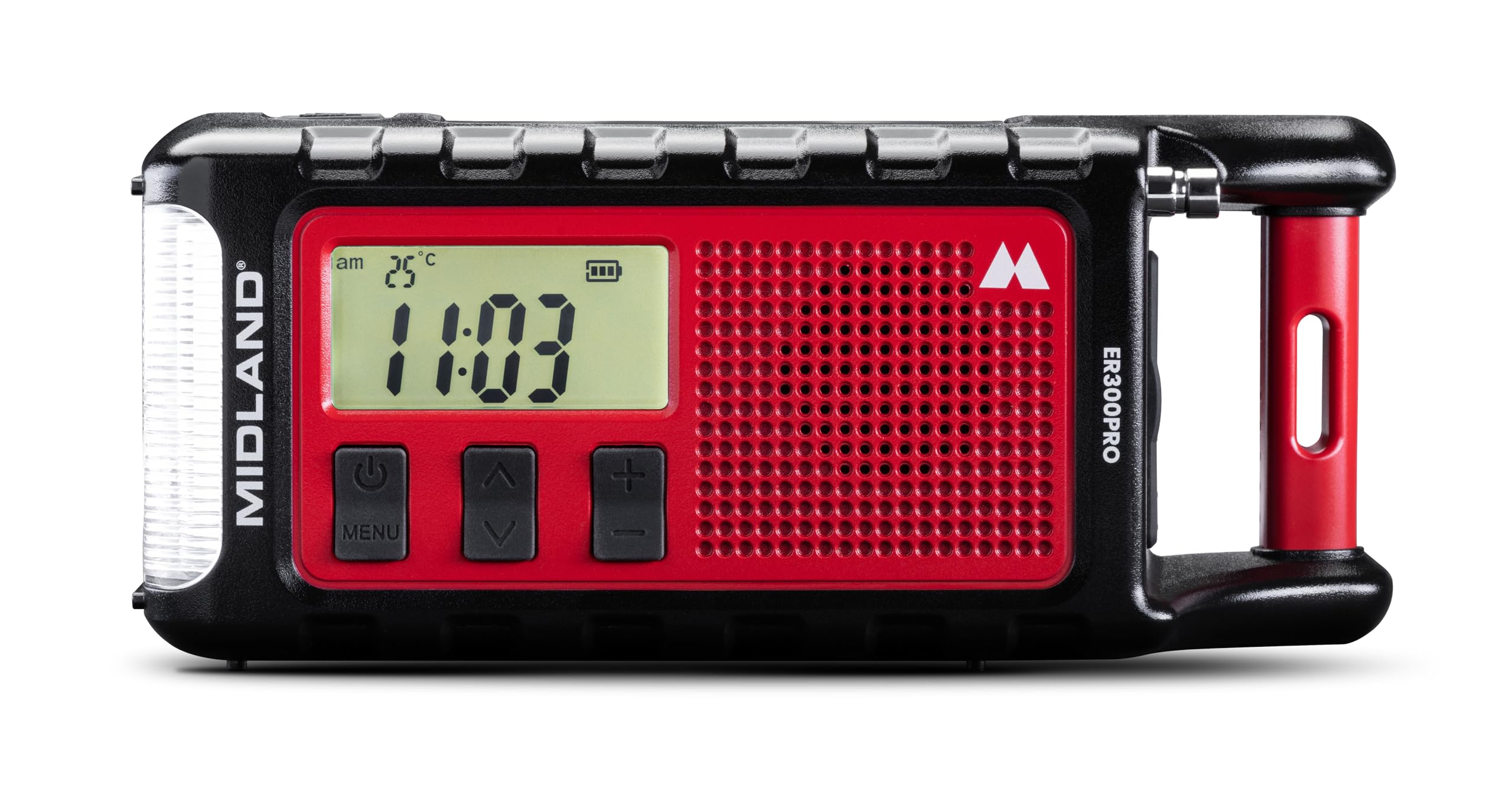 Midland ER300 Pro C1663 - AM/FM emergency radio and USB-C external battery for 2 smartphones, rechargeable Li-Ion battery, 10,000 mAh, integrated Bluetooth