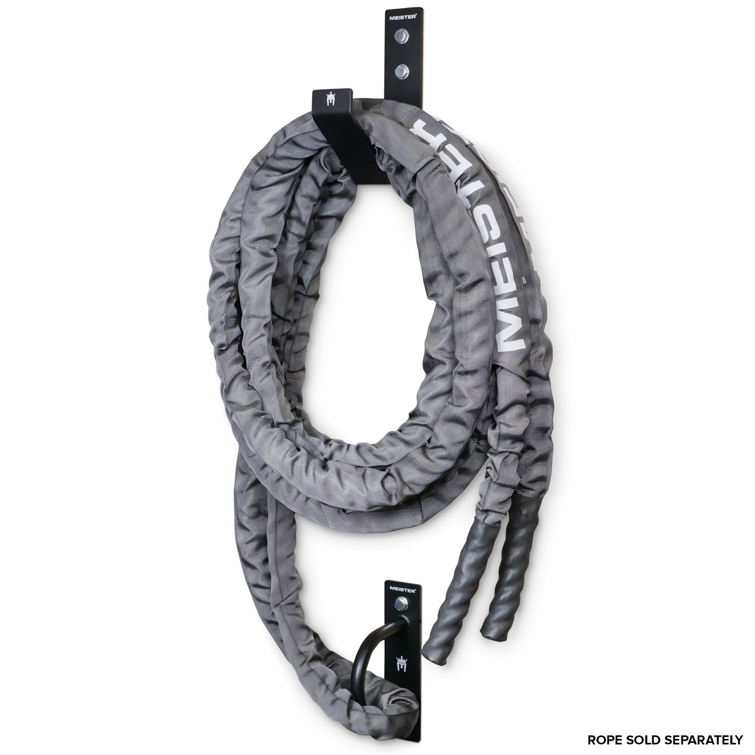 Meister XSteel Battle Rope Kit de Montaje en Pared con Anclaje y Gancho de Almacenamiento, Negro Mate
