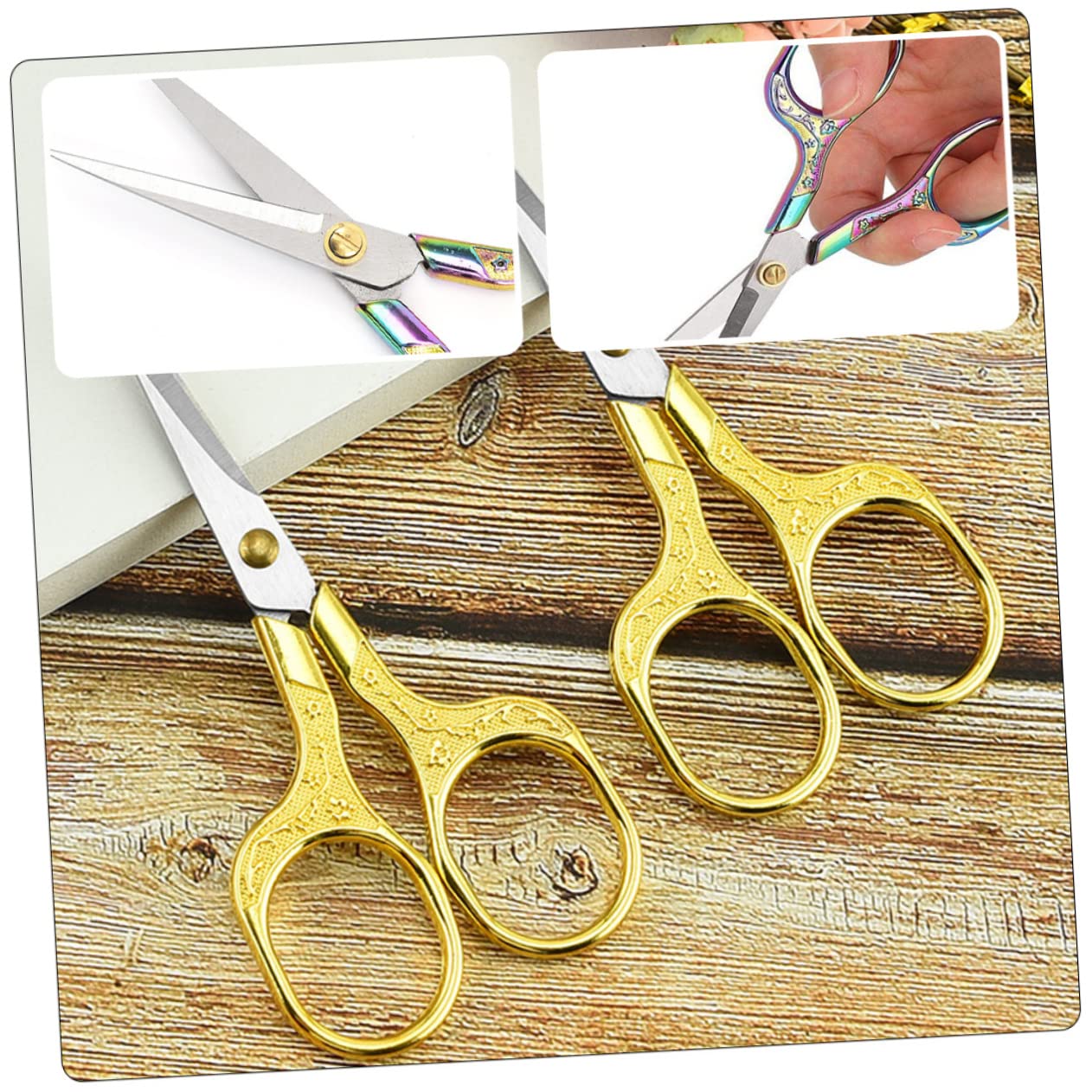 TEHAUX 6pezzi Forbici Vintage Inossidabile Per Cucito e Ricamo Manico Ergonomico Per Fai Da Te e Artigianato Per Uso Quotidiano Casa e Ufficio