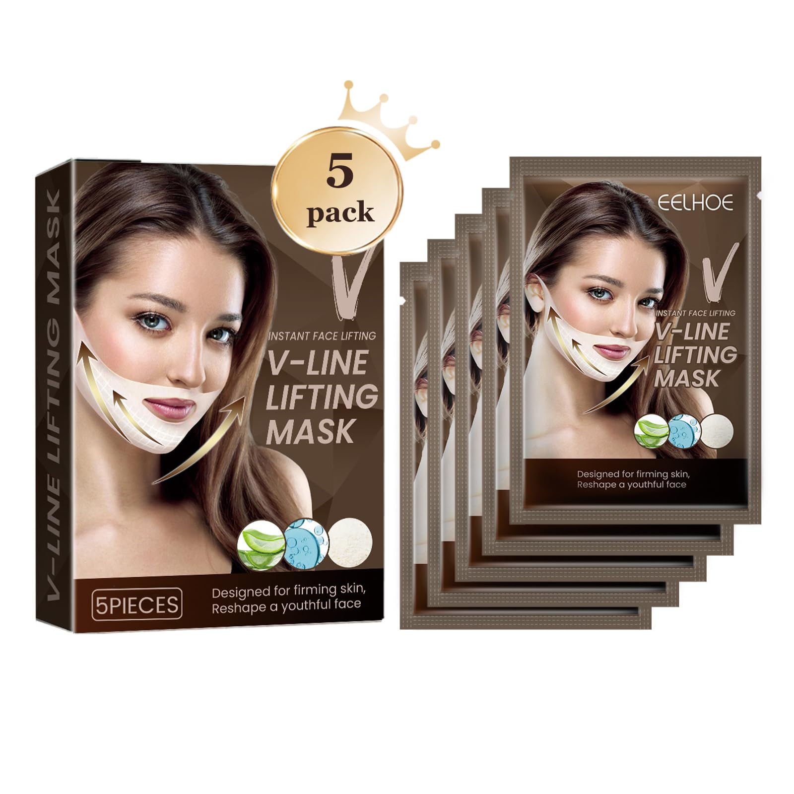 Face Lift Tape,Face Mask V-Line,Double Chin Reducer,Firming Anti-Wrinkle Mask,Hydrogel Collagen Mask With Aloe,V Lifting Chin Strap for Double Chin,Chin Lift Mask Face Tightening,Face Slimming