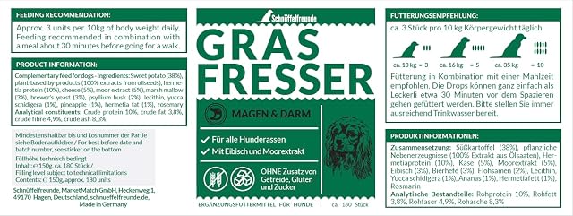 Foto 6 de 7 de Schnüffelfreunde Grasfresser Drops I Suplemento para la digestión de Perros al Comer Hierba I Comprimidos…