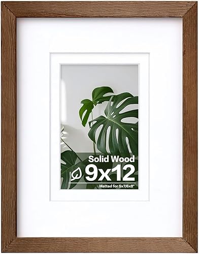 Vista 722 de Egofine Portarretratos de 9 x 12 pulgadas hecho de madera maciza con plexiglás, fotos de 5 x 7/6 x 8 con paspartú o de 9 x 12 pulgadas sin paspartú