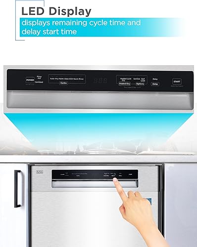 Miniatura 4 de BLACK+DECKER Lavavajillas integrado de 24 pulgadas, capacidad de ajuste de 12 lugares con bañera de acero inoxidable, lavavajillas con 5 programas