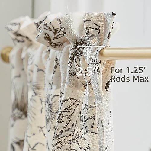 Miniatura 8 de jinchan Cenefa con estampado floral para ventanas de 36 pulgadas de largo, cenefas de cocina de lino para filtrar la luz campestre, tratamiento