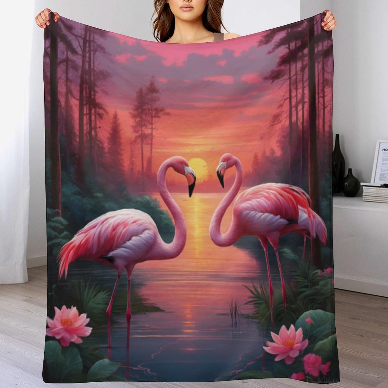 Couverture polaire flannel flamant rose pour des soirees cocooning sur le canape