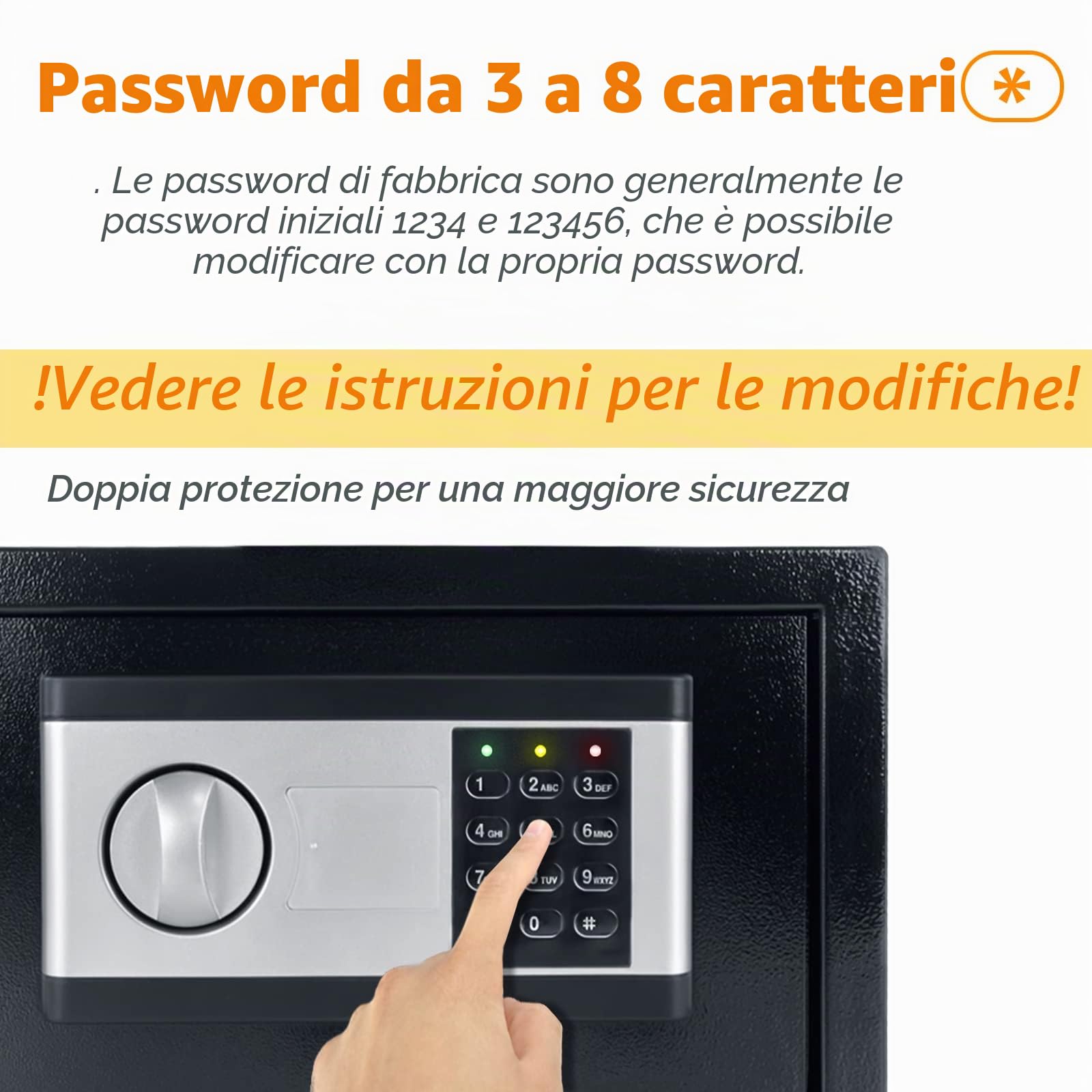 NAIZY Mini cassaforte antifuoco impermeabile con illuminazione interna box batterie chiave di sicurezza allarme acciaio mobile 12L nero+argento
