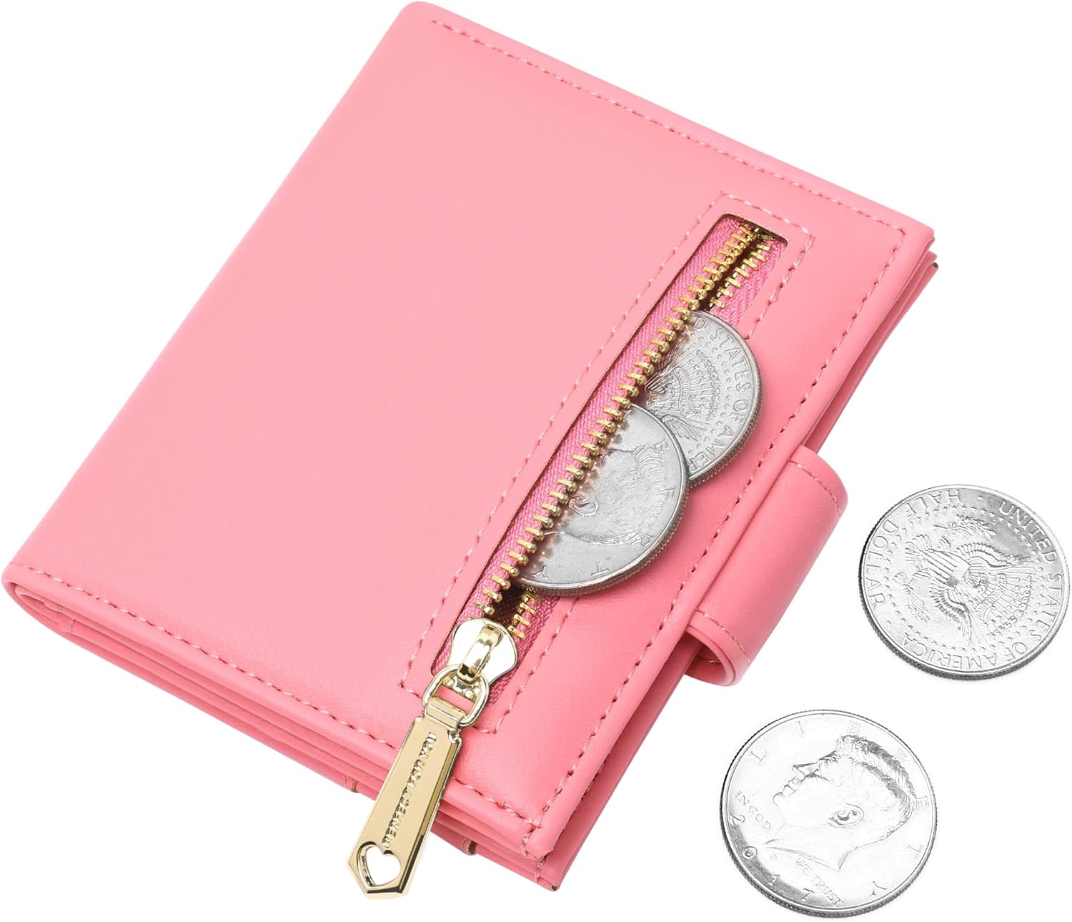 Badiya Small Wallets for Women Bifold Multi Card Case Wallet Slim Credit Card Holder with Zipper Coin Purse - Image 3