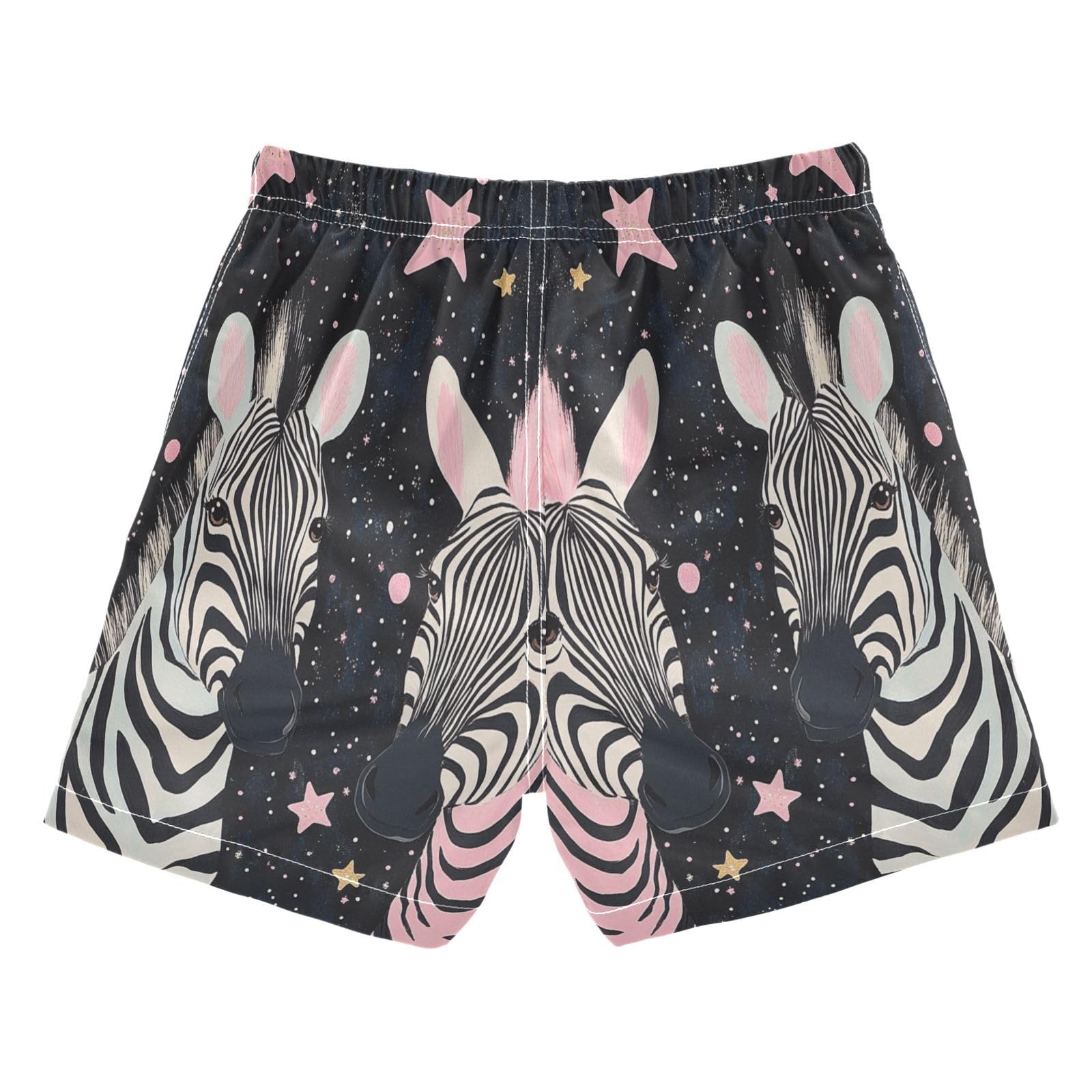 Jucciaco Boys Beach Board Shorts Zebra Horse Star Cool Quick Dry Swim Trunk Swimwear for Kids