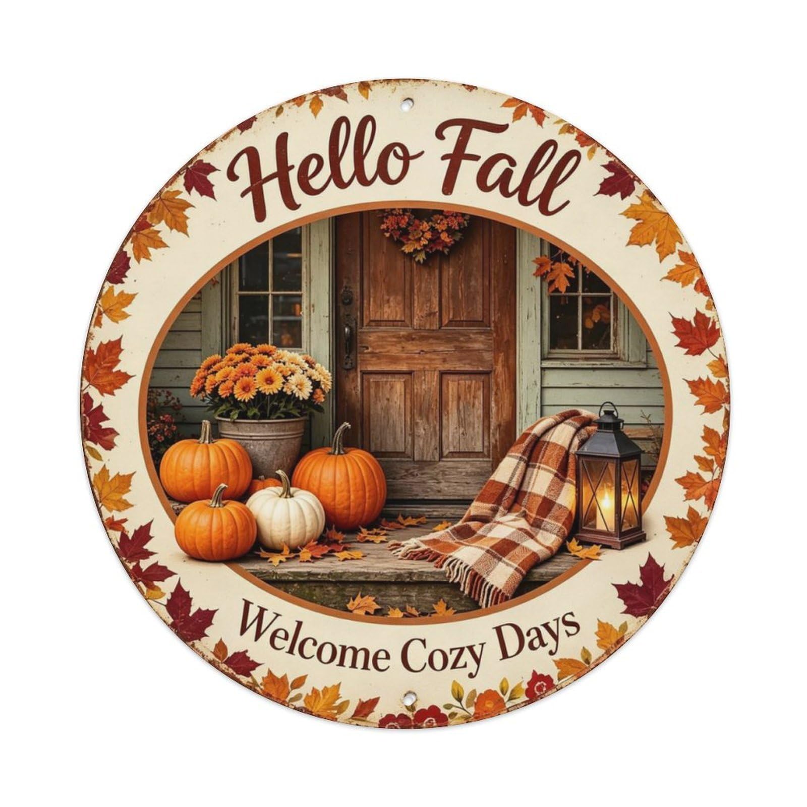 Welcome Cozy Days Metal Tin Sign Plaque