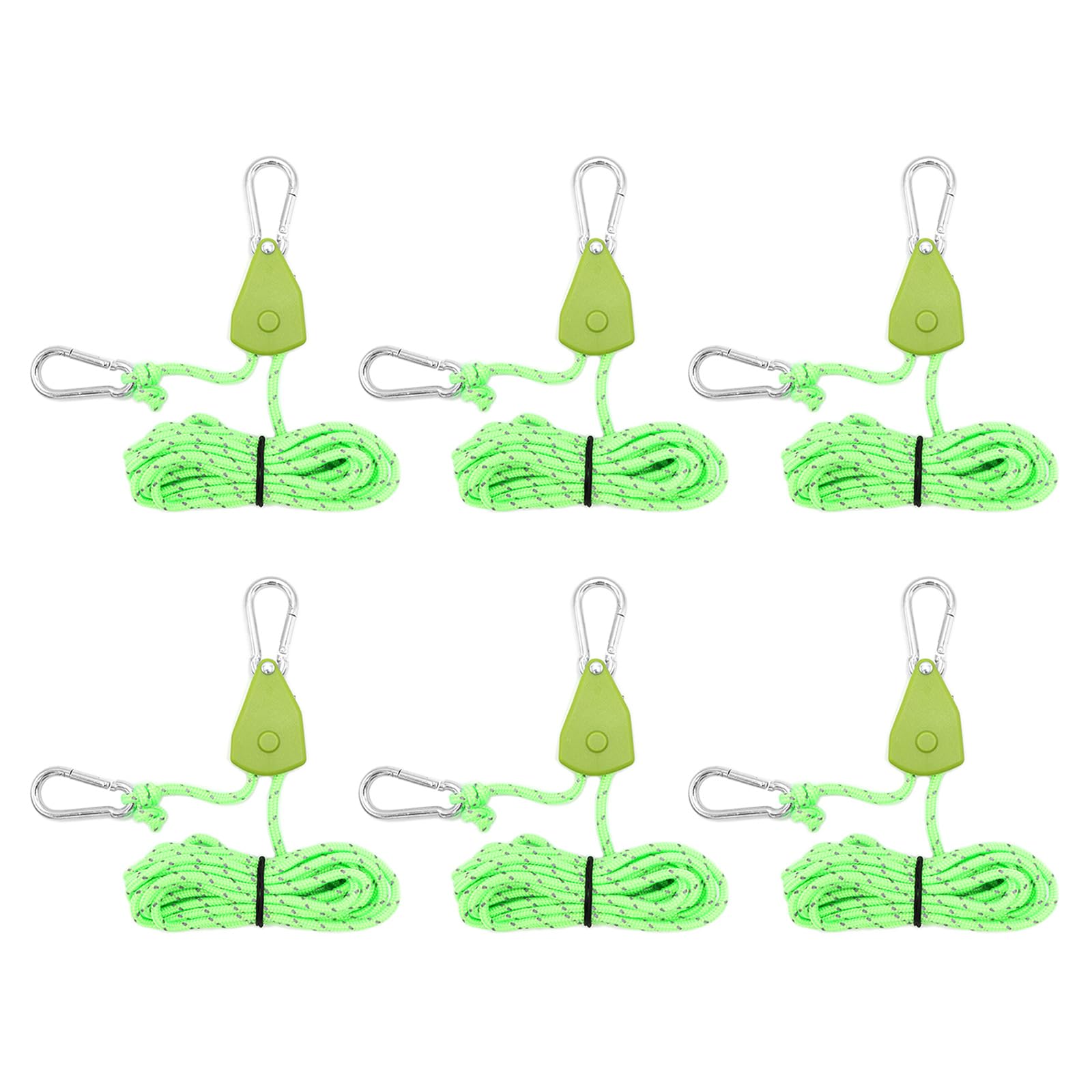 Accesorios de jardinería Aire Ajustados Trinquetes Gancho para Tienda de campaña Polea Perchas de Cuerda Crecer Perchas Ligeras con mosquetón Ajustador de polea Cuerda para Acampar