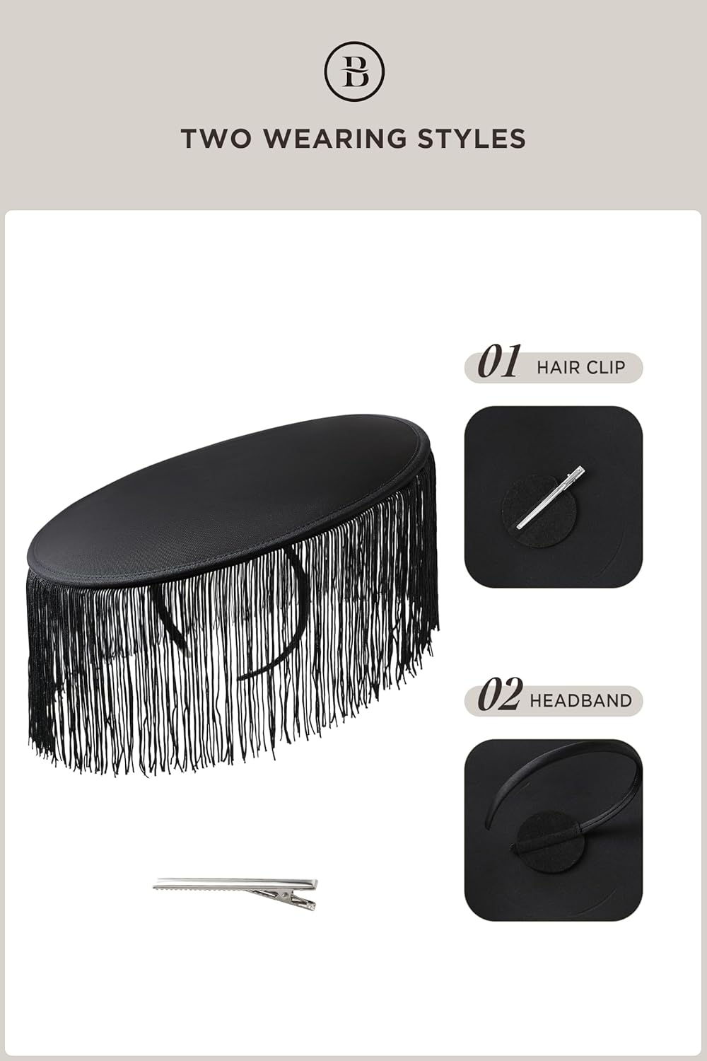 Coucoland Fascinators Hats for Women - Tea Party Cocktail Fascinator Flat Kentucky Vintage Funeral Derby Hat with Tassels - Image 6