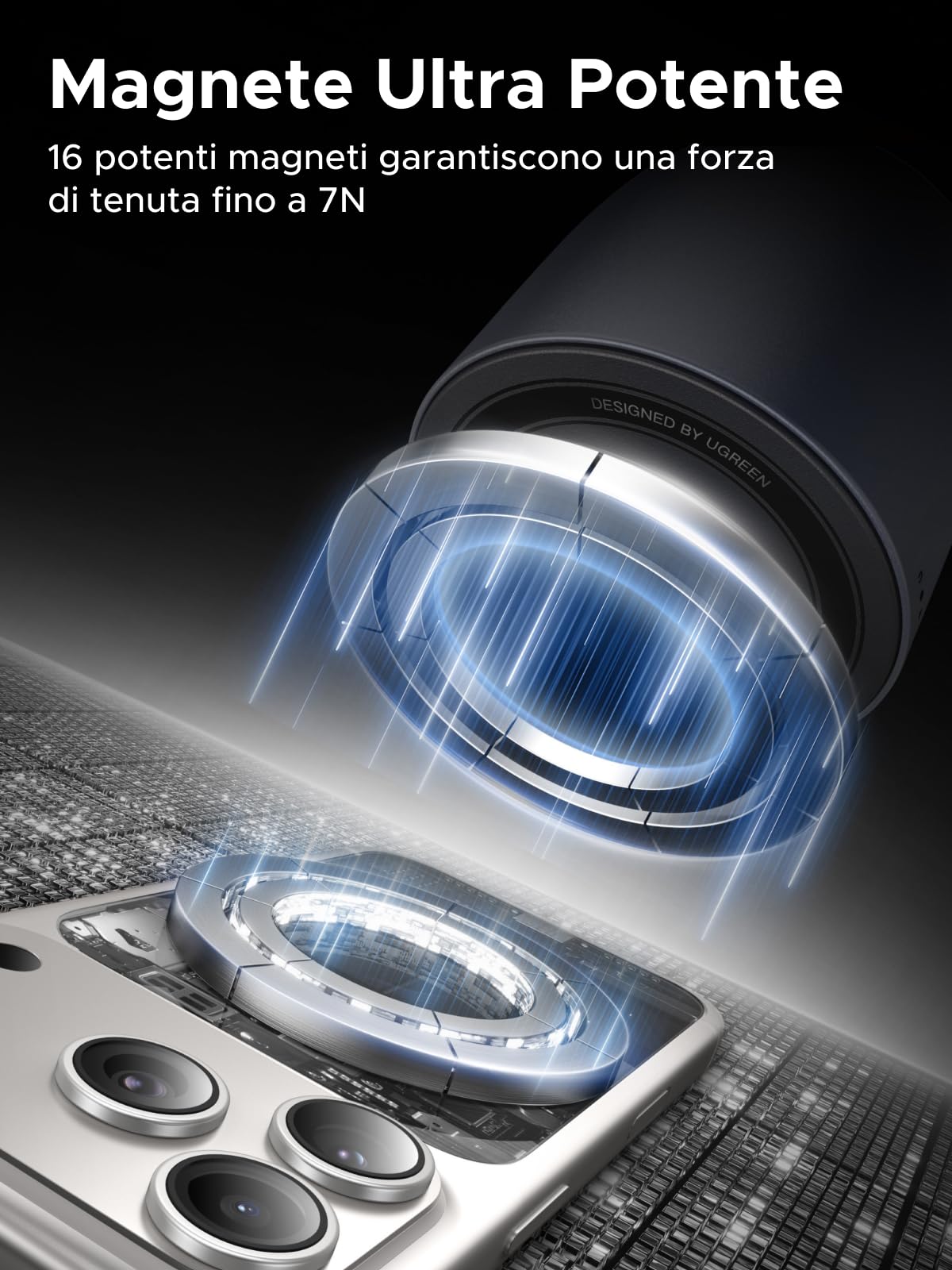 UGREEN Zapix Caricatore Wireless iPhone, Qi2 25W Ricarica Ultra Rapida, 2 in 1 Base Ricarica Magnetico Compatibile con Magsafe iPhone 17 16 15 14 13 12 Pro Max Air Plus AirPods (Nero)