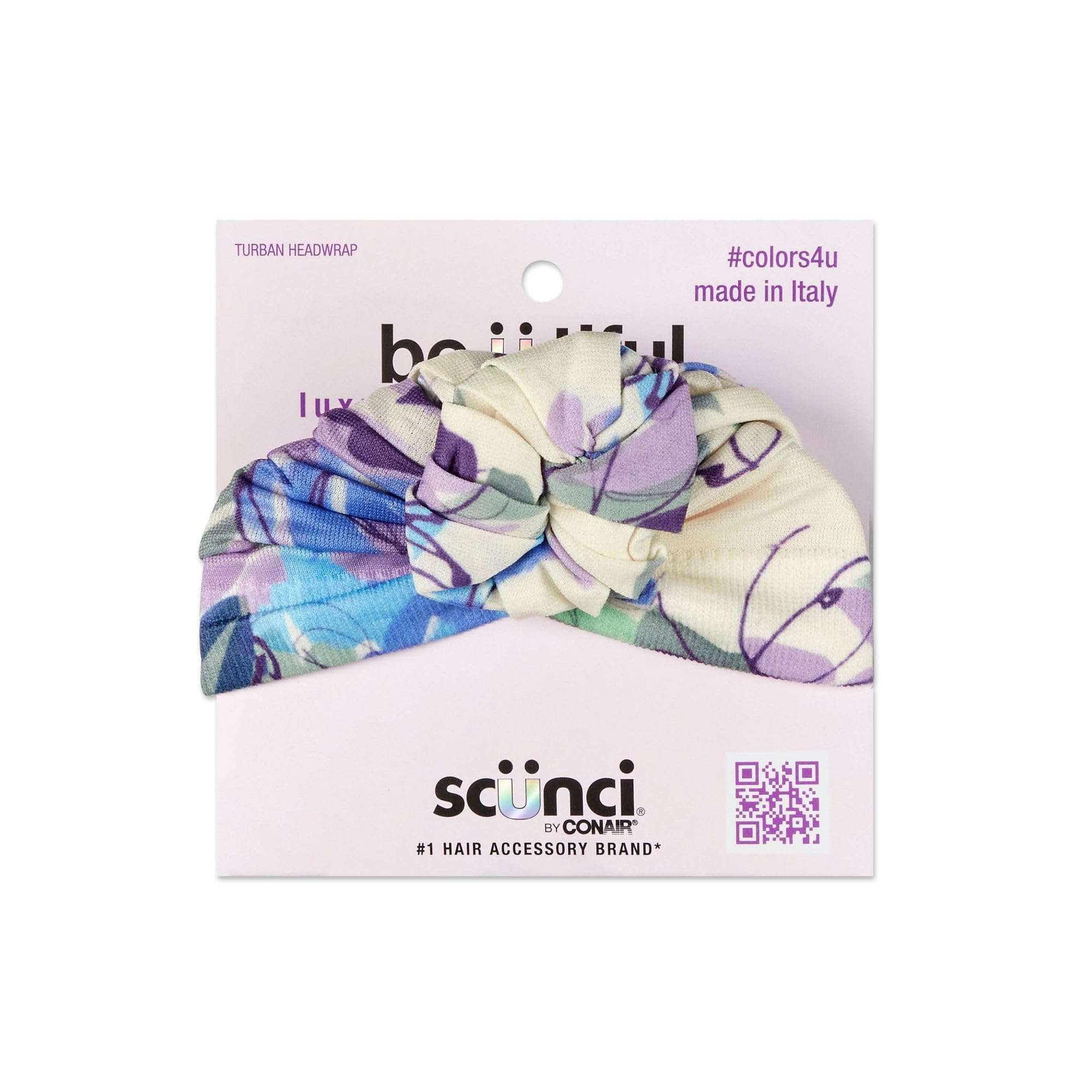 Sculpted Floral Knot Accent Turban Hair Wrap - Purple, Green, Blue, Black Hair Wrap – The Cat & The Claw main image 3