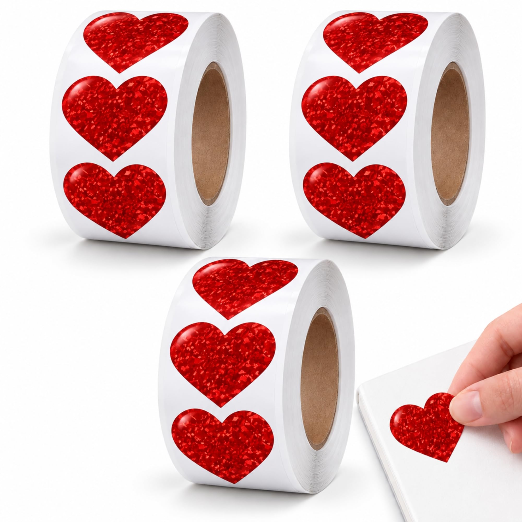 Pegatinas de Corazones Rojos para Niños, heart stickers, 3 Unidades - imagen 1