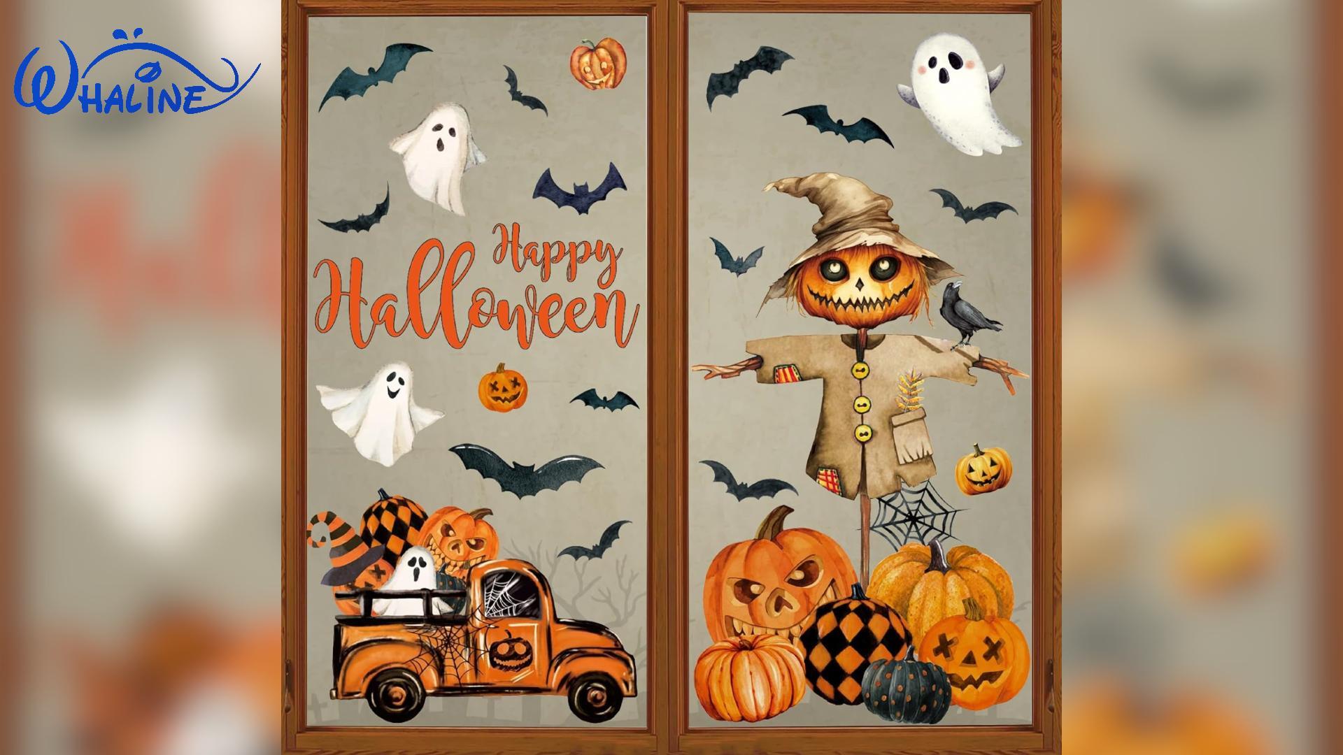Amazon.com: Whaline 6 Sheet Halloween Window Clings Black Orange