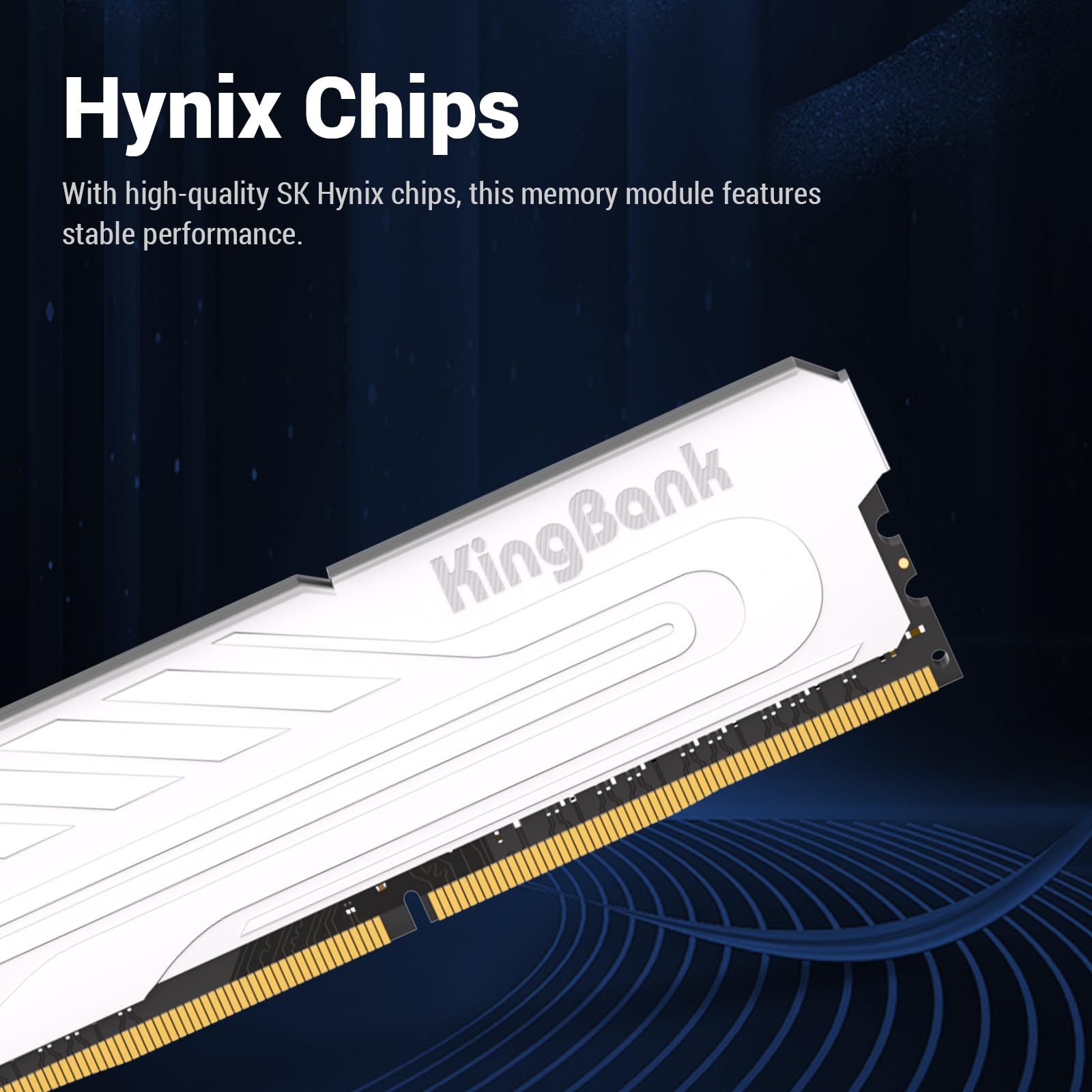 Memória Ram KingBank DDR5 16GB 6000Mhz 1.35V CL36 Prata dissipador