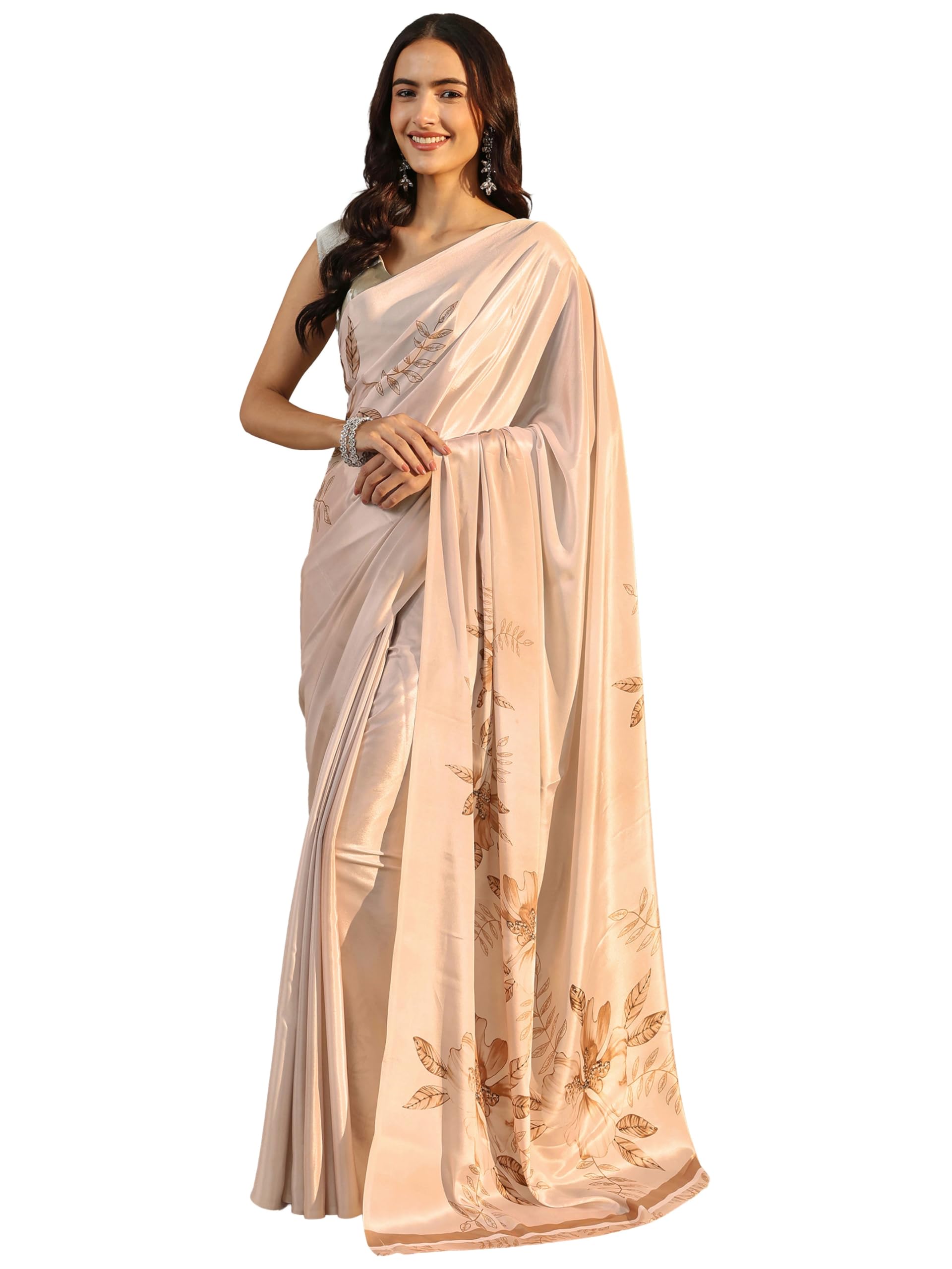 libas Printed Satin Saree for Women With Unstitched Blouse Piece | Traditional Saree for Party & Wedding-picture-22