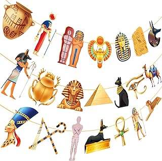 Ancient Egyptian Banners 3Pcs Ancient Egyptian Party Decorations Egypt Mythology Cutout Banners Pyramid Mummy Pharaoh of Egypt Decor for Education Culture Birthday Party Supplies