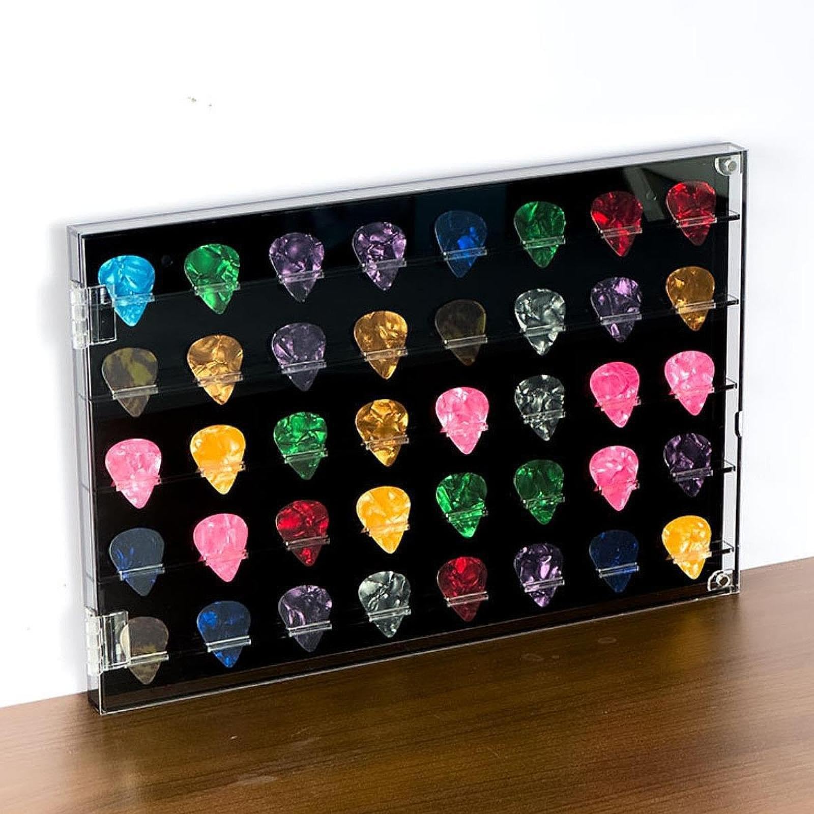 Milageto Caja Acrílica para Púas de Guitarra con Gran Capacidad Estuche de Almacenamiento Transparente Organizador de Accesorios Musicales Adecuada para Colecc, 32.5 X 21.5 X 2.2 Cm