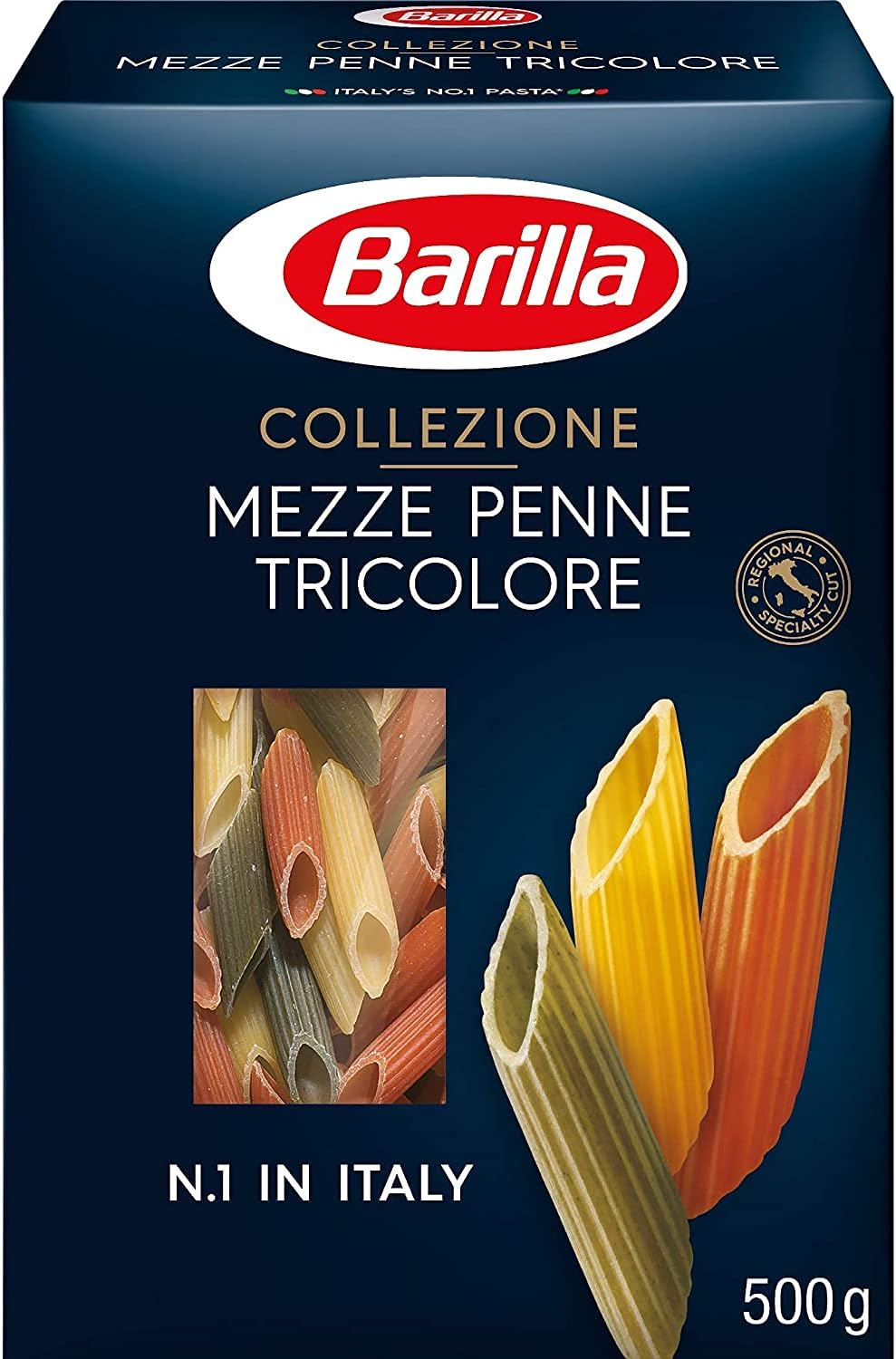 Pasta Collezione Tricolor Italy Mezze Penne Durum Wheat - 500Gram