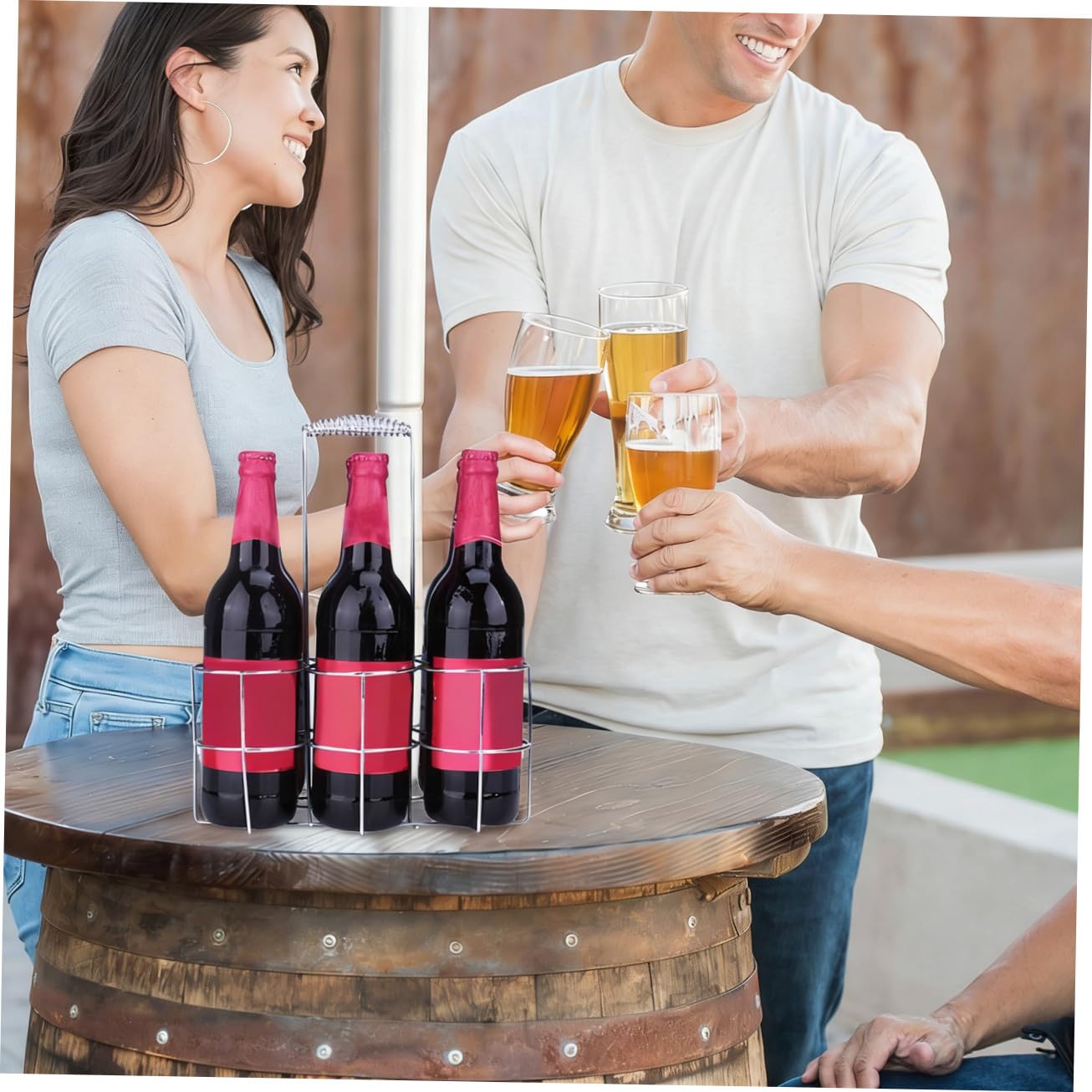 Uonlytech Bierhalter aus Edelstahl für 6 Flaschen, Tragbarer Bierregal