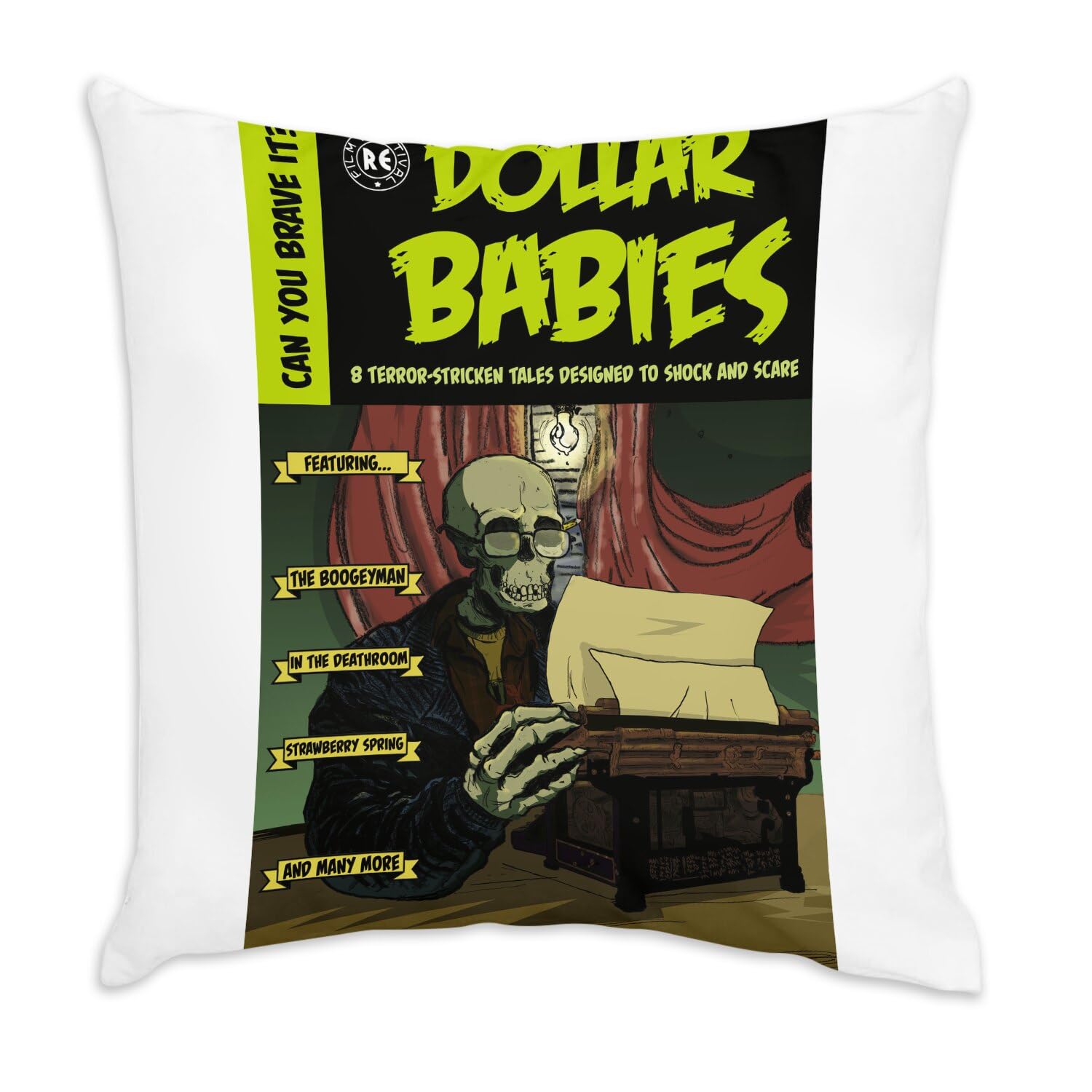 Coussin en velours blanc Dollar Babies pour déco de salon rétro et cinéma vintage