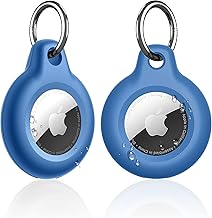 Supfine Waterproof Airtag Holder,2 Pack Air Tag Keychain,Full Body Protective Tracker Case with Loop Key Ring for Apple Tags,IPX8 Airtags Cover for Wallet,Luggage,Cat,Dog,Pets,for Item Finder(Blue)