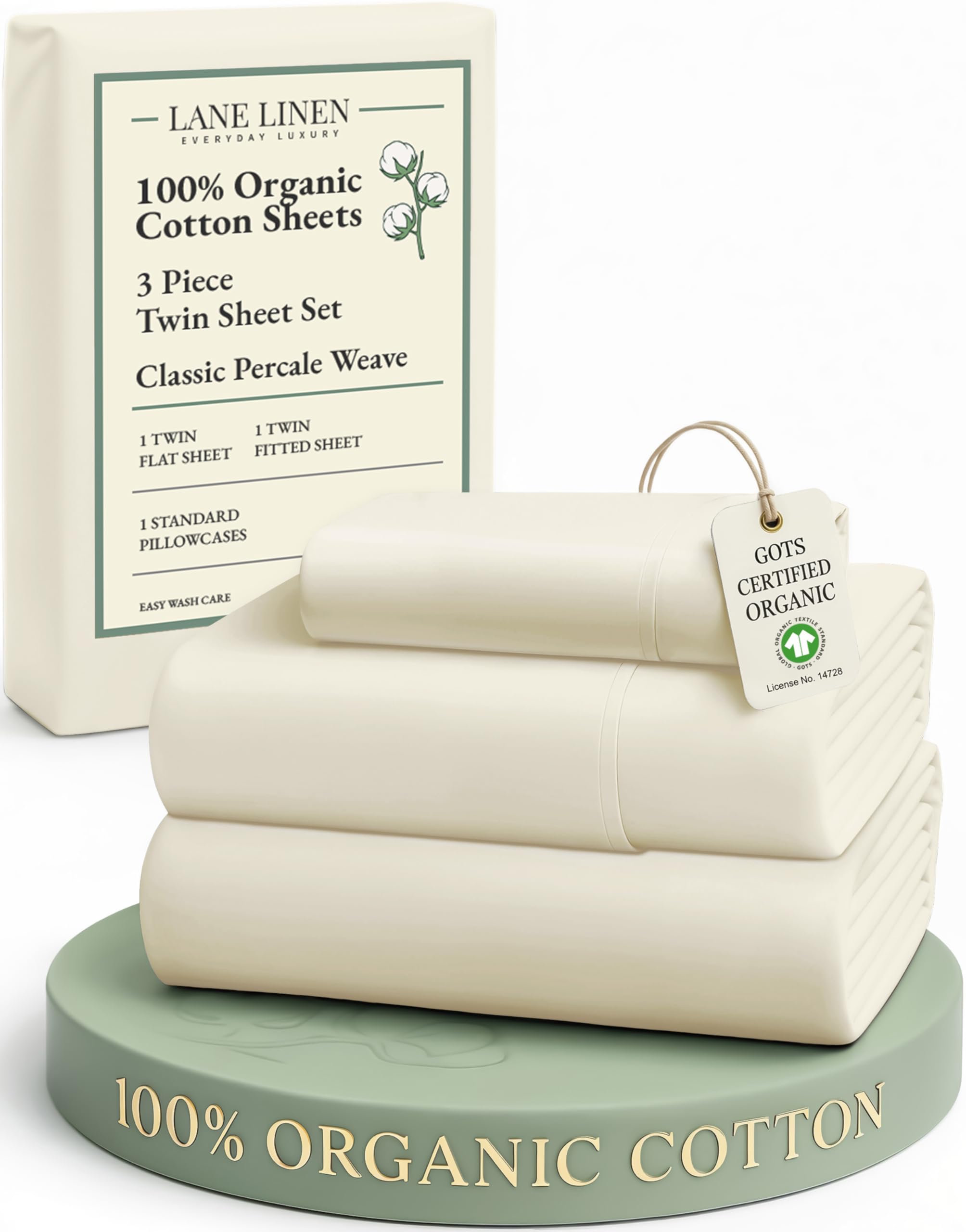 LANE LINEN 100% Organic Cotton Twin Bed Sheet Set