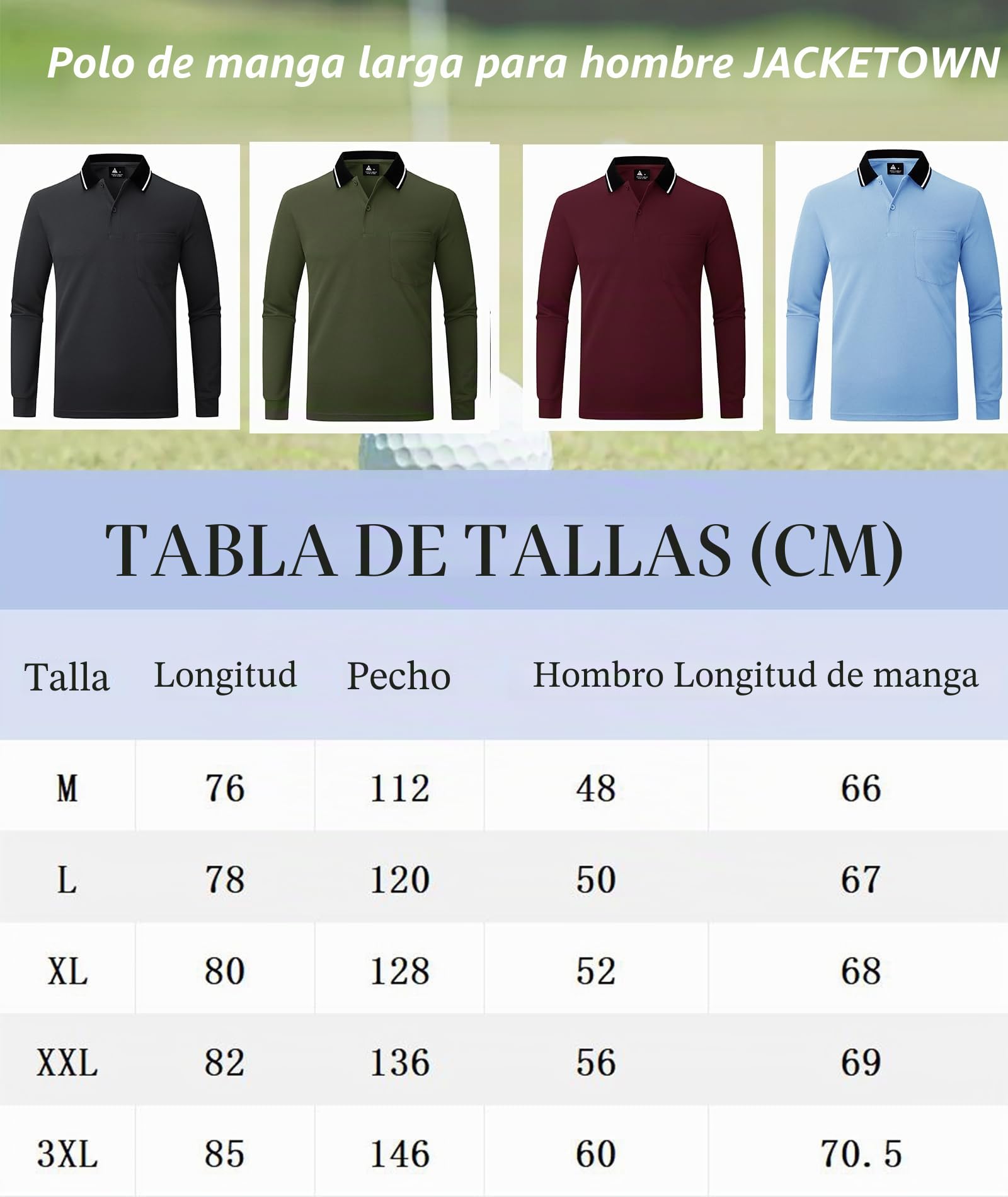 JACKETOWN Polo para Hombre Paquete de 3 Polo Manga Larga Camiseta de Golf Trabajo Transpirable Camiseta Informal con Bolsillo Primavera Otoño Tres Piezas T Shirt Senderismo