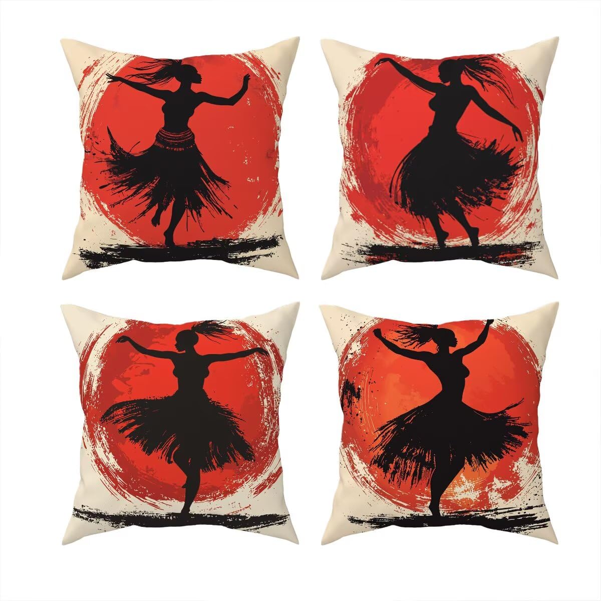 Federe Cuscino Divano 60x60, Crema Cuscini per Divano da Esterno Set da 4, Lino Copricuscini Divanos Impermeabile, Copri Cuscini Animato Motivo Fronte Retro Stampato per Giardino, Sofá, Balcón, S-85