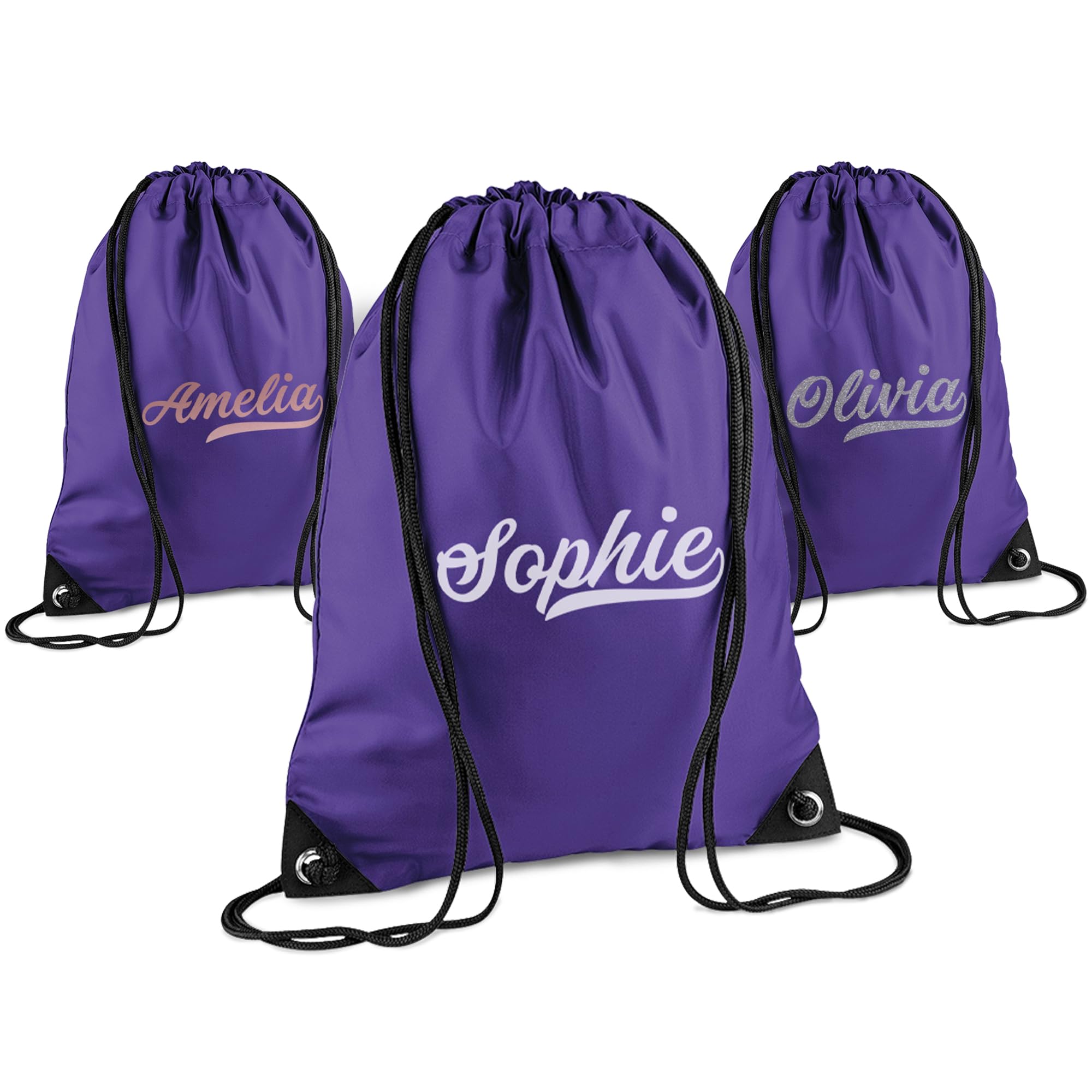 Print Maniacs Personalised Drawstring Bag for Kids Back to School PE Bag, Swim Bag with Name Ideal for Boys, Girls, Toddlers,and Primary School Students Perfect School Bag Purple