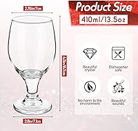 Vista 2 de Patelai Juego de 12 Vasos Transparentes de 13.5 oz Copas de Agua con Tallo Vasos con Tallo de Agua para Jugo Vino Cerveza Té Leche Bebidas Frías