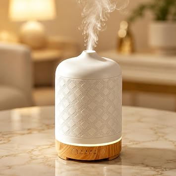 Essential Oil Diffuser Diffuser -Aromatherapy Diffuser for Essential Oils with Timer and 7 Colors LED Light Ultrasonic Diffuser with Auto Shut-Off, Home Office Decor&Gift White-200ml