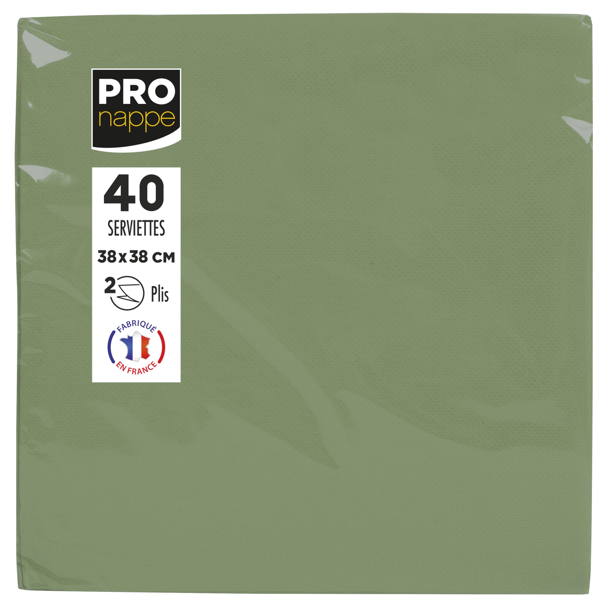 Image secondaire de Serviettes en Papier Micro-Gaufré Vert Olive - Pack de 40