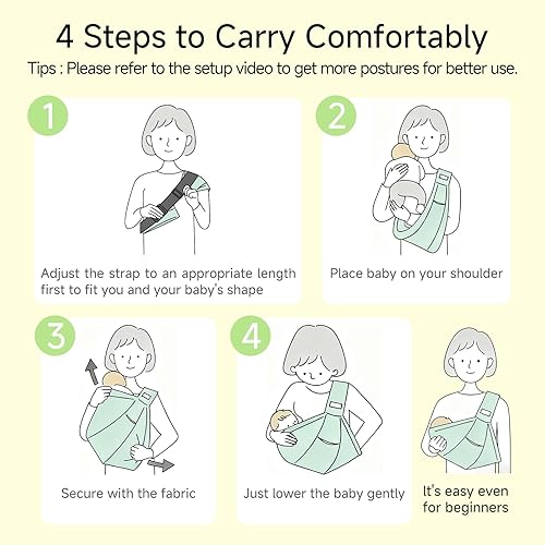 Miniatura 6 de Portabebés para recién nacidos a niños pequeños (8-45 libras), cómodo transportador de bebé con correa de hombro ajustable hebilla de seguridad,