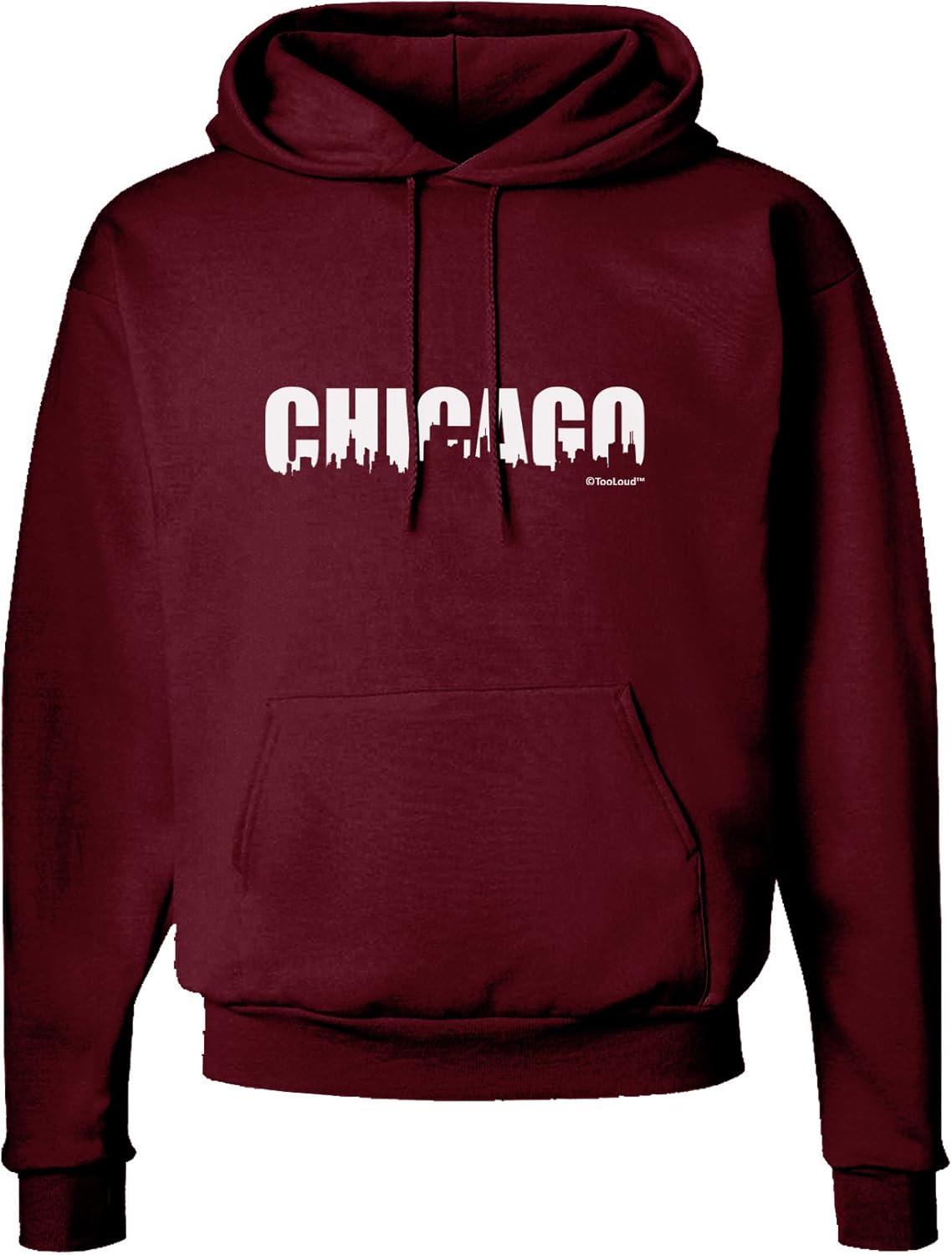 TOOLOUD Chicago Skyline Cutout Dark Hoodie Sweatshirt Hooded Pullover Pockets