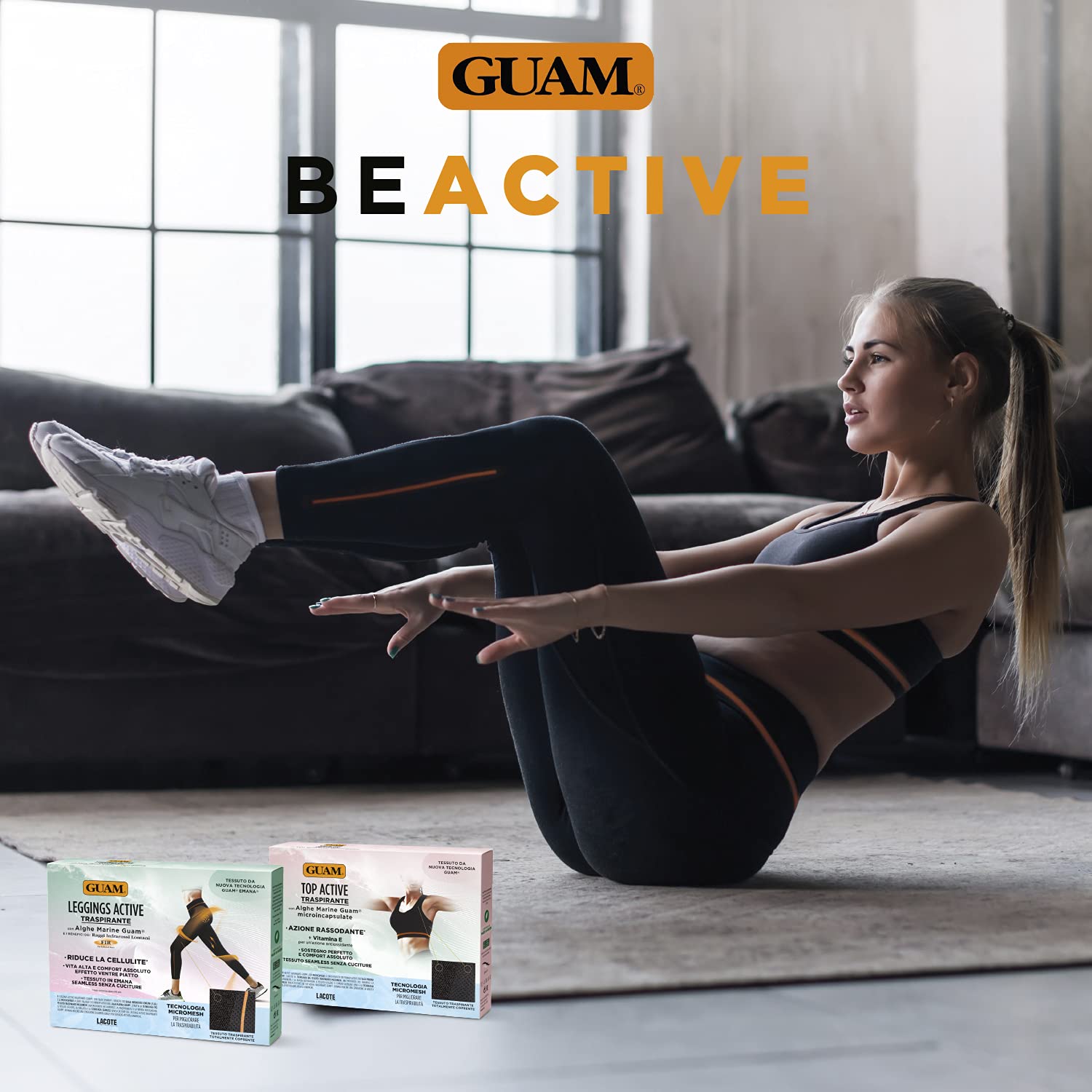 Guam Legging Raffermissant pour Femme pour Sport et Yoga - Taille Haute, Ultra-Respirant, Effet Ventre Plat, avec Algues Tissu Léger, Opaque et sans Couture