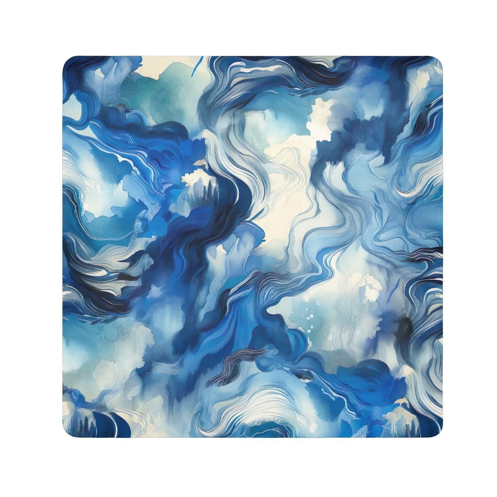 ODAWA Blue Watercolor Self-adhesive Cloth 21.7X21.7 Inch Magic Flexible Folding Self-Stick Makeup Bag Lightweight Foldable Wrapper for Camera Accessories