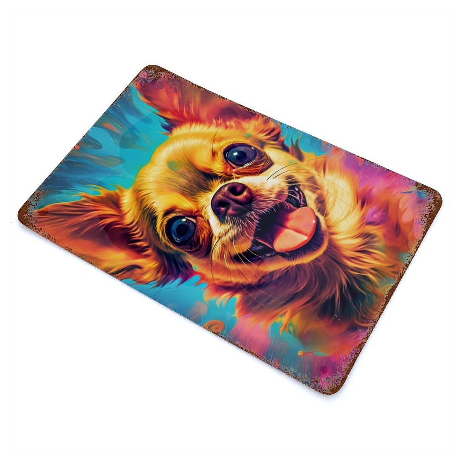 Garage Style Chihuahua Hippie Rusty Metal Tin Sign 11.8"x7.9", Farmhouse Wall Decor for Bar And Workshop