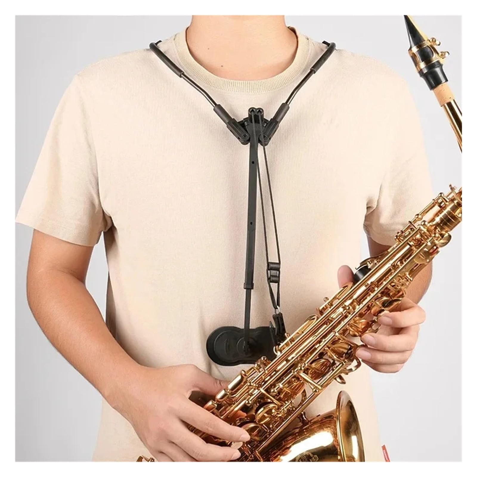 Imbracatura for sassofono con tracolla regolabile. Cintura appesa for supporto for strumenti a fiato sax tenore alto acuto