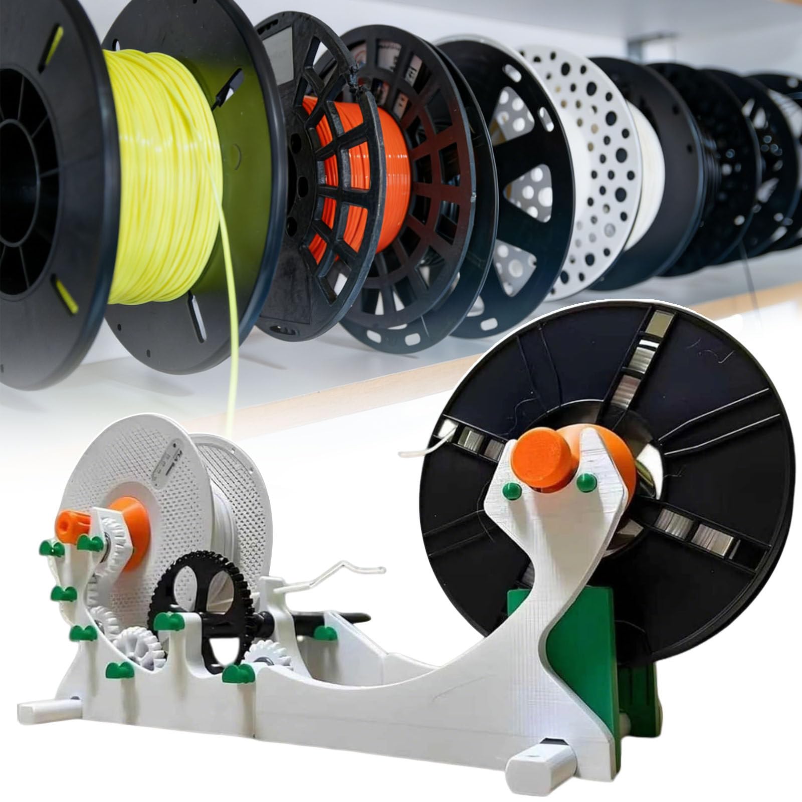 ERSINIAN 3D Industrial Filament Respooler, Electric Spool Rewinder with Smart Start/Stop, 1kg Spool Capacity, Wrap Neatly and Reduces Tangling, Perfect for 3D Printing Enthusiasts and Welders